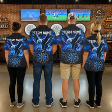 Load image into Gallery viewer, Personalized Blue Dartboard Galaxy Eagle Darts Shirt For Men, Darts Team Jersey Polo &amp; 1/4 Zip TDM6484