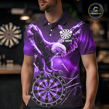 Load image into Gallery viewer, Personalized Purple Dartboard Galaxy Eagle Darts Shirt For Men, Darts Team Jersey Polo &amp; 1/4 Zip TDM6485