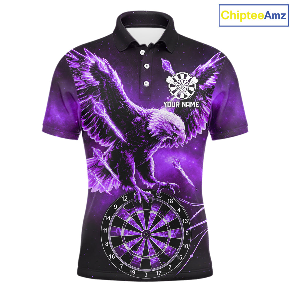 Personalized Purple Dartboard Galaxy Eagle Darts Shirt For Men, Darts Team Jersey Polo & 1/4 Zip TDM6485