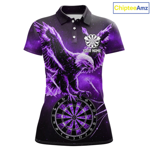 Personalized Purple Dartboard Galaxy Eagle Darts Shirt For Women, Darts Team Jersey Polo & 1/4 Zip TDM6485