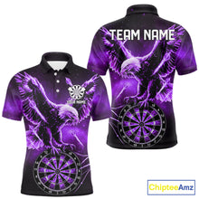 Load image into Gallery viewer, Personalized Purple Dartboard Galaxy Eagle Darts Shirt For Men, Darts Team Jersey Polo &amp; 1/4 Zip TDM6485