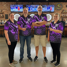 Load image into Gallery viewer, Personalized Purple Dartboard Galaxy Eagle Darts Shirt For Men, Darts Team Jersey Polo &amp; 1/4 Zip TDM6485