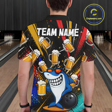 Load image into Gallery viewer, Colorful Graffiti Funny Shark And Beer Bowling Polo, 1/4 Zip For Men Custom Bowling Team Jersey TDM6488