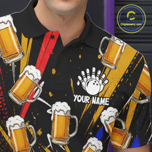 Load image into Gallery viewer, Colorful Graffiti Funny Shark And Beer Bowling Polo, 1/4 Zip For Men Custom Bowling Team Jersey TDM6488