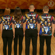 Load image into Gallery viewer, Colorful Graffiti Funny Shark And Beer Bowling Polo, 1/4 Zip For Men Custom Bowling Team Jersey TDM6488