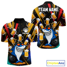 Load image into Gallery viewer, Colorful Graffiti Funny Shark And Beer Bowling Polo, 1/4 Zip For Men Custom Bowling Team Jersey TDM6488