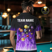 Load image into Gallery viewer, Custom Billiard Shirt For Men, Purple Thunder Lightning Wolf Pool Balls Team Jersey Polo &amp; 1/4 Zip TDM4559
