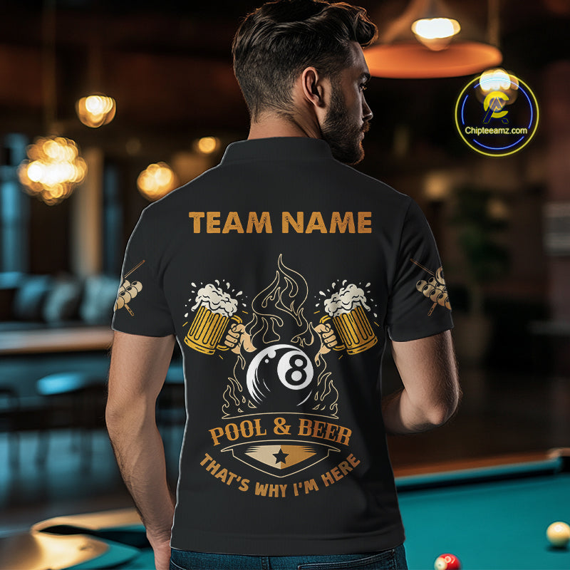 Funny DNA Billiard Shirt For Men Custom 8 Ball Pool & Beer That's Why I'M Here Team Jersey TDM4565