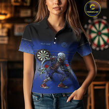 Load image into Gallery viewer, Custom Zombie Blue Dart Shirt With Pocket Option For Women, Dart Team Jerseys TDM4771