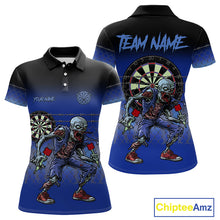 Load image into Gallery viewer, Custom Zombie Blue Dart Shirt With Pocket Option For Women, Dart Team Jerseys TDM4771
