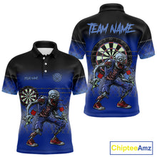 Load image into Gallery viewer, Custom Zombie Blue Dart Shirt With Pocket Option For Men, Dart Team Jerseys TDM4771
