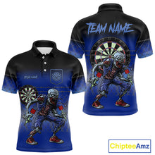 Load image into Gallery viewer, Custom Zombie Blue Dart Shirt With Pocket Option For Men, Dart Team Jerseys TDM4771