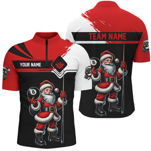 Black And Red Santa Christmas Billiard Shirts For Men Custom Funny Xmas Billiard Jerseys Outfit TDM2966