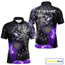 Load image into Gallery viewer, Personalized Wolf And Skull Smoke Purple Mens Dart Shirts Custom Dart Jerseys Team Polo &amp; 1/4 Zip TDM5184