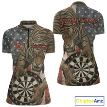 Load image into Gallery viewer, Personalized Vintage American Flag Tiger Darts Shirt For Women, Patriotic Dart Team Jerseys TDM5189
