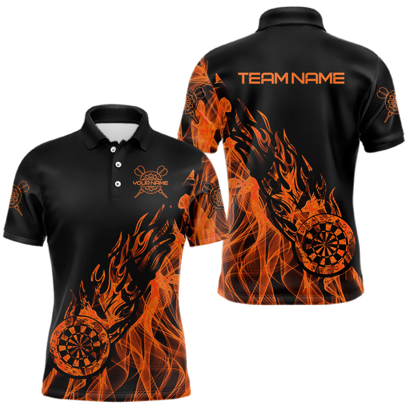 Black And Orange Dartboard Fire Flame Darts Polo, Quarter Zip Custom Dart Shirt For Men Dart Jersey TDM3410