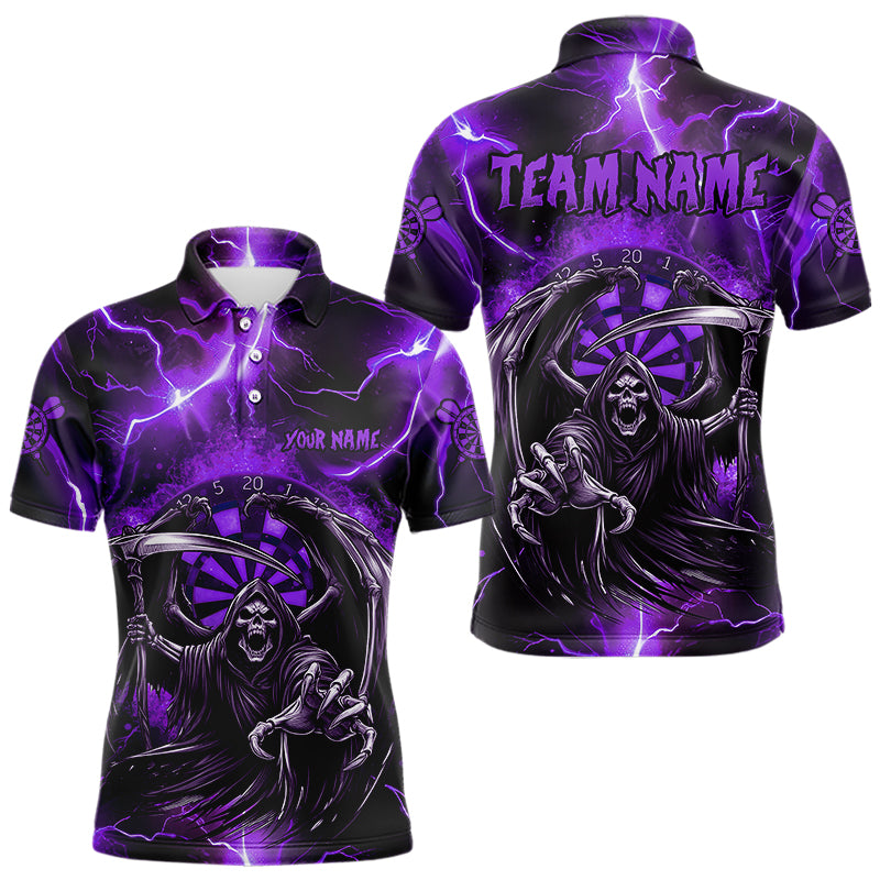 Personalized Purple Death Skeleton Custom Thunder Lightning Men Dart Shirts, 3D Darts Team Jerseys TDM3550