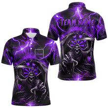 Load image into Gallery viewer, Personalized Purple Death Skeleton Custom Thunder Lightning Men Dart Shirts, 3D Darts Team Jerseys TDM3550