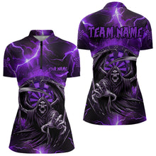 Load image into Gallery viewer, Purple Death Skeleton Custom Thunder Lightning Women Dart Shirt, Dart Jersey TDM3550