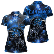 Load image into Gallery viewer, Blue Grim Reaper Custom Thunder Lightning Women Dart Shirts, Darts Jerseys TDM3550
