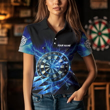Load image into Gallery viewer, Blue Dartboard Storm Lightning Dart Shirts For Women Custom Dart Jerseys TDM3553