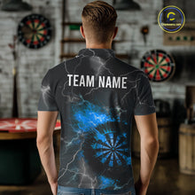 Load image into Gallery viewer, Custom Lightning Flame Darts Shirt For Men, Darts Jersey Pocket Option|Blue TDM5913