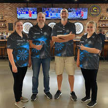Load image into Gallery viewer, Custom Lightning Flame Darts Shirt For Men, Darts Jersey Pocket Option|Blue TDM5913