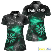 Load image into Gallery viewer, Custom Turquoise Flame Lightning Darts Shirt With Pocket Option For Women TDM5915