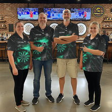 Load image into Gallery viewer, Custom Turquoise Flame Lightning Darts Shirt With Pocket Option For Women TDM5915