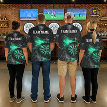 Load image into Gallery viewer, Custom Turquoise Flame Lightning Darts Shirt With Pocket Option For Women TDM5915