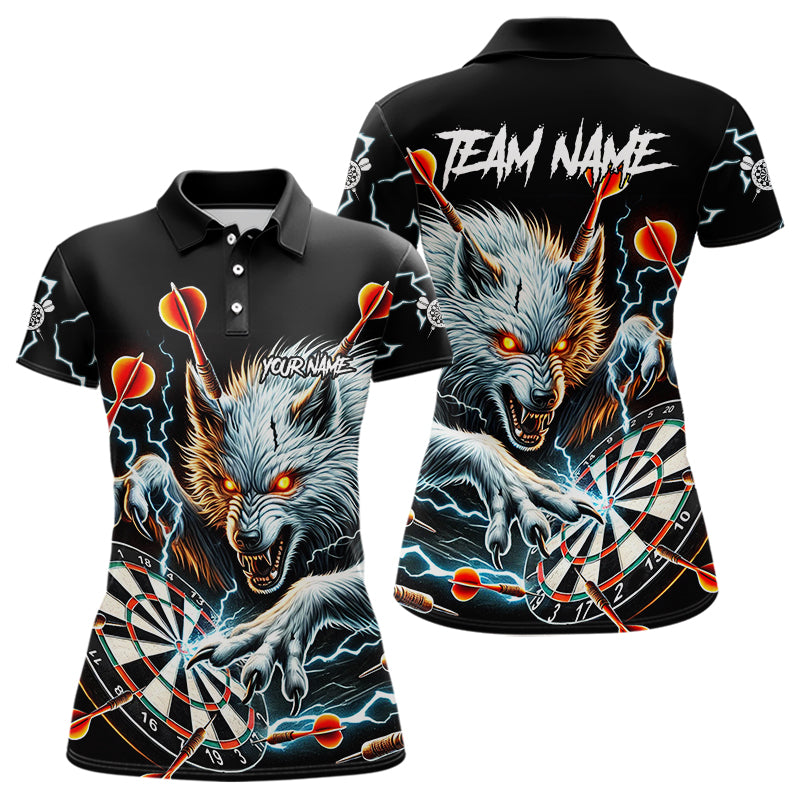 Personalized Wolf Thunder Lightning Darts Polo, Quarter Zip Custom Dart Shirts For Women Darts Jersey TDM3710