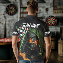 Load image into Gallery viewer, Personalized Green Death Skeleton Fire Dart Shirts For Men Custom Skull Dart Jersey Polo &amp; 1/4 Zip TDM3711