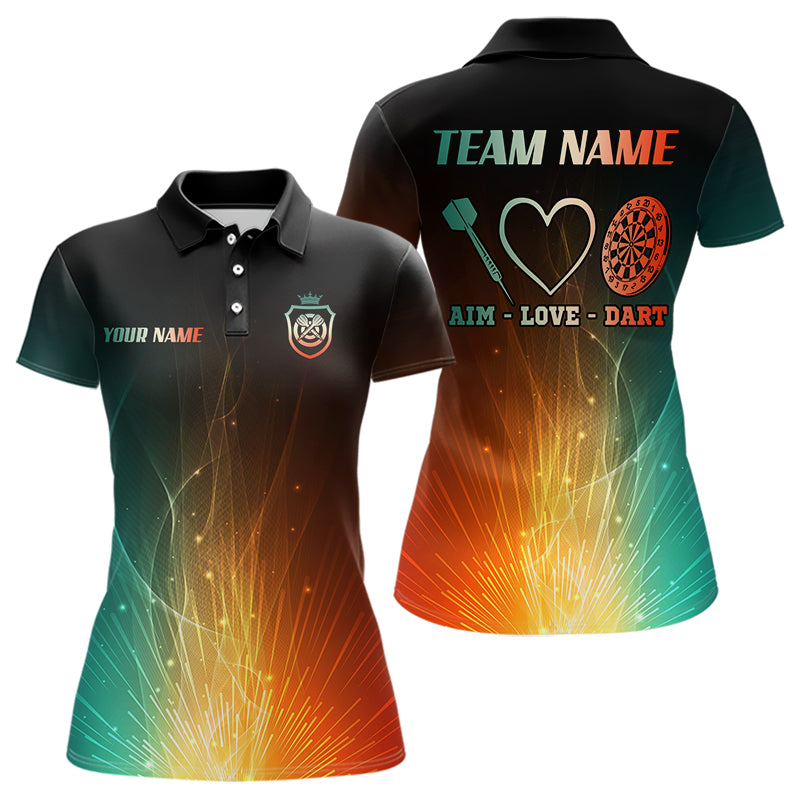 Custom Rainbow Aim Love Dart Shirt With Pocket Option For Women, Dart Jersey TDM3713