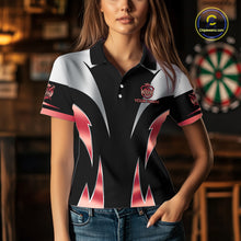 Load image into Gallery viewer, Personalized Crown Darts Shirt For Women Custom Darts Tournament Jersey Team Polo &amp; 1/4 Zip |Red TDM6315