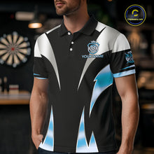 Load image into Gallery viewer, Personalized Crown Darts Shirt For Men Custom Darts Tournament Jersey Team Polo &amp; 1/4 Zip |Blue TDM6316