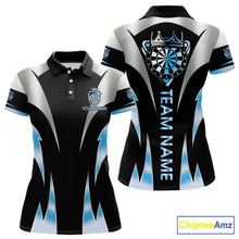 Load image into Gallery viewer, Personalized Crown Darts Shirt For Women Custom Darts Tournament Jersey Team Polo &amp; 1/4 Zip |Blue TDM6316