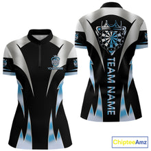 Load image into Gallery viewer, Personalized Crown Darts Shirt For Women Custom Darts Tournament Jersey Team Polo &amp; 1/4 Zip |Blue TDM6316