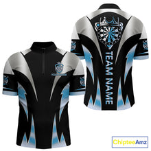 Load image into Gallery viewer, Personalized Crown Darts Shirt For Men Custom Darts Tournament Jersey Team Polo &amp; 1/4 Zip |Blue TDM6316