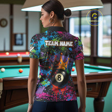 Load image into Gallery viewer, Funny 8 Ball Crown Colorful Paint Splash Custom Billiard Shirt For Women, Billiard Team Jerseys TDM3982