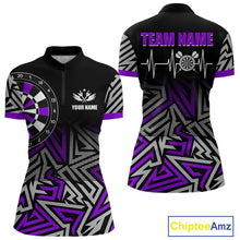 Load image into Gallery viewer, Personalized Darts Heartbeat Zig-Zag Pattern Custom Dart Shirts For Women, Dart Team Jersey|Purple TDM3983