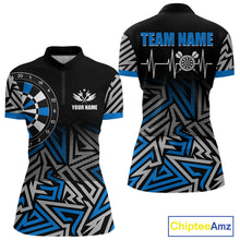 Load image into Gallery viewer, Personalized Darts Heartbeat Zig-Zag Pattern Custom Dart Shirts For Women, Dart Team Jersey|Blue TDM3984