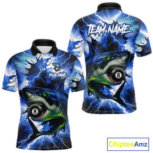 Load image into Gallery viewer, Thunder Lightning Storm Custom Shark Billiard Shirt For Men, 8 Ball Pool Billiard Team Jersey|Blue TDM4571