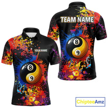 Load image into Gallery viewer, Colorful Billiard Jersey For Men Custom Funny Yin-Yang 8&amp;9 Ball Pool Team Shirts Polo &amp; 1/4 Zip TDM4574