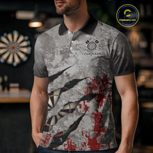 Load image into Gallery viewer, Custom Red And Grey Grunge Darts Shirt For Men, Personalized Darts Jersey Team Polo &amp; 1/4 Zip TDM4995