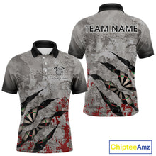 Load image into Gallery viewer, Custom Red And Grey Grunge Darts Shirt For Men, Personalized Darts Jersey Team Polo &amp; 1/4 Zip TDM4995
