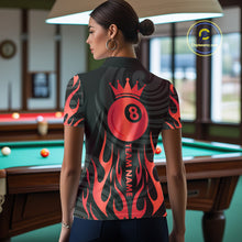 Load image into Gallery viewer, Custom Crown 8 Ball Billiard Shirt For Women, Black And Red Pool Team Jersey Polo &amp; Quarter Zip TDM5458