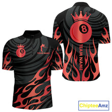 Load image into Gallery viewer, Custom Crown 8 Ball Billiard Shirt For Men, Black And Red Pool Team Jersey Polo &amp; Quarter Zip TDM5458