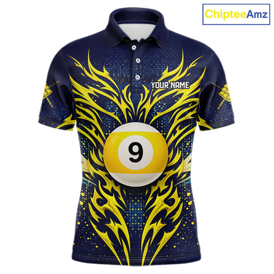 Personalized Tribal Flame 9 Ball Billiard Shirt For Men Custom 9 Ball Pool Team Jersey TDM5712