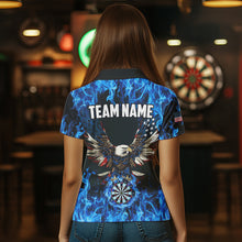 Load image into Gallery viewer, Blue Flaming  American Flag Eagle Custom 3D Dart Shirts For Women, Patriotic Darts Team Jersey TDM3556