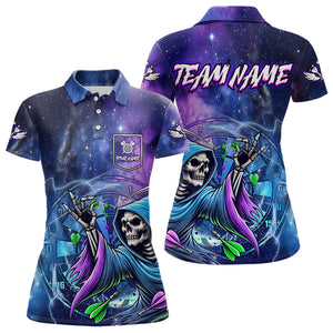 Death Skeleton Blue Purple Galaxy Dart Shirts For Women Custom Darts Jerseys TDM3561